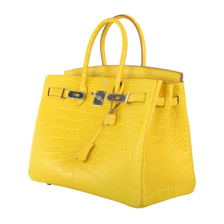 Yellow Birkin Bag. Satchel Bag Women’s Vegan Leather CrocodileEmbossed