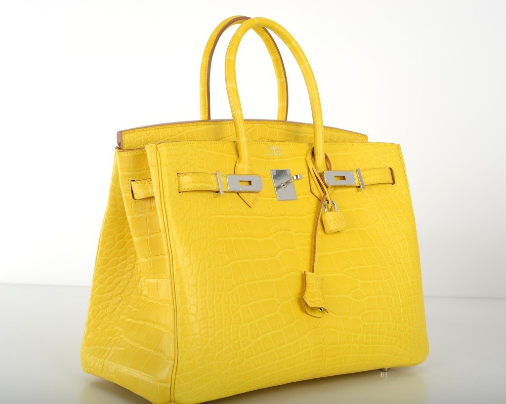 Yellow Birkin Bag. Satchel Bag Women’s Vegan Leather CrocodileEmbossed Pattern With Top Handle