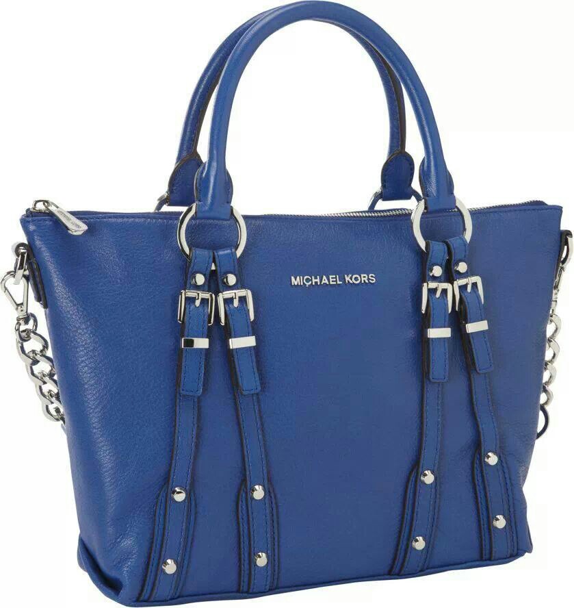 Mk Bag Blue. Michael Kors Charlotte Large Top Zip Tote (Navy/Silver