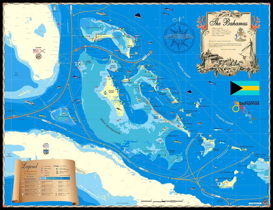 Bahamas Map featured in the book, courtesy of