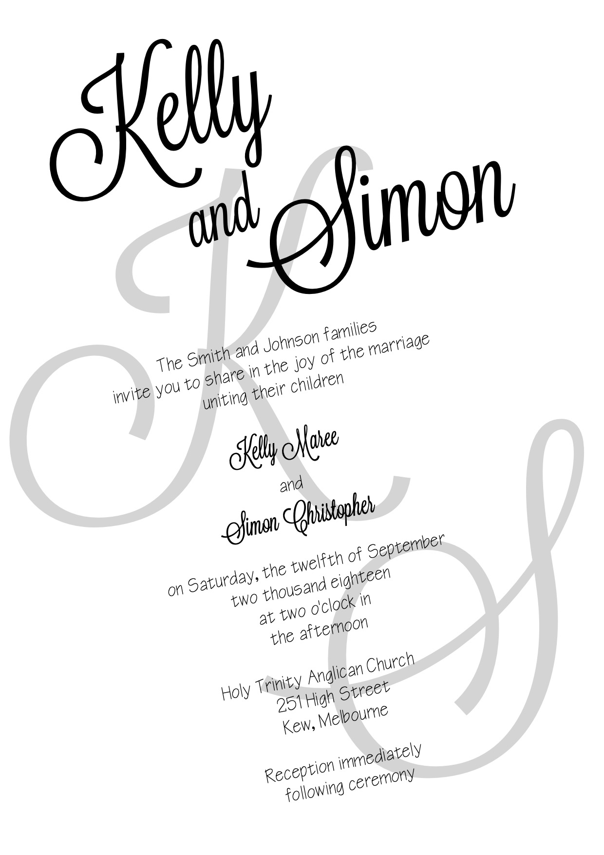 Kelly Wedding Invite Baileys Print Co.