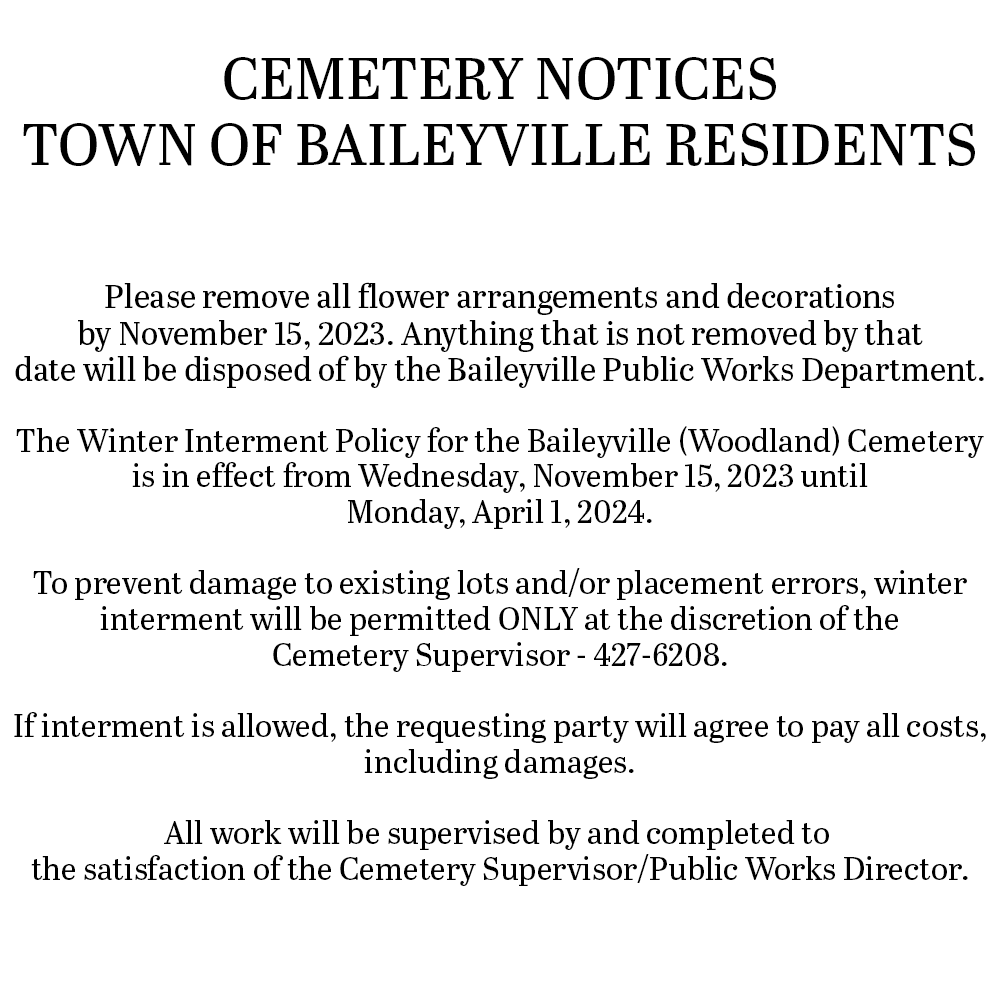 Cemetery Town of Baileyville, Maine