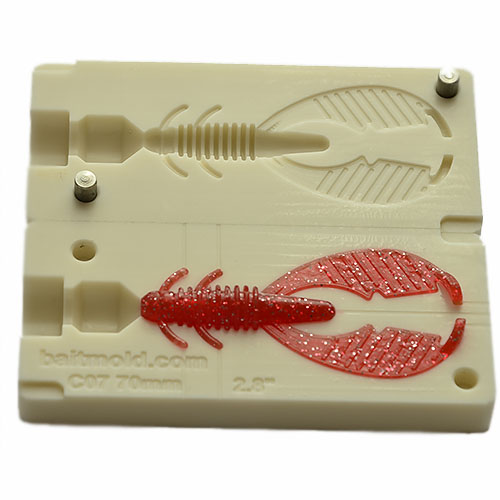 Silicone fishing baits making molds. Soft plastic crayfish mold.
