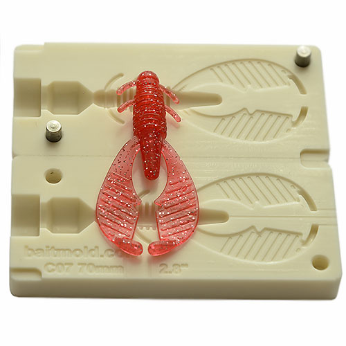 Silicone fishing baits making molds. Soft plastic crayfish mold.