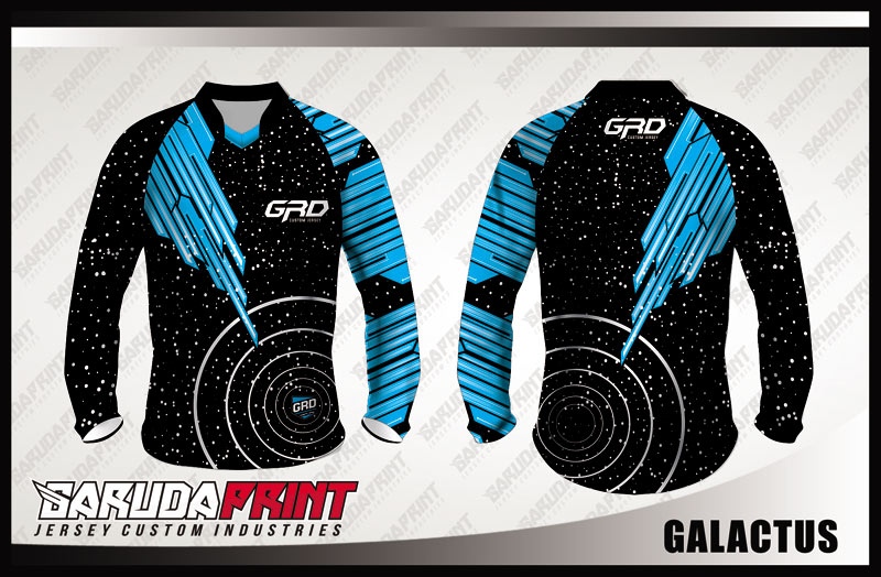 Kaos Sepeda Printing Warna Hitam Biru Motif Galaxy Garuda Print