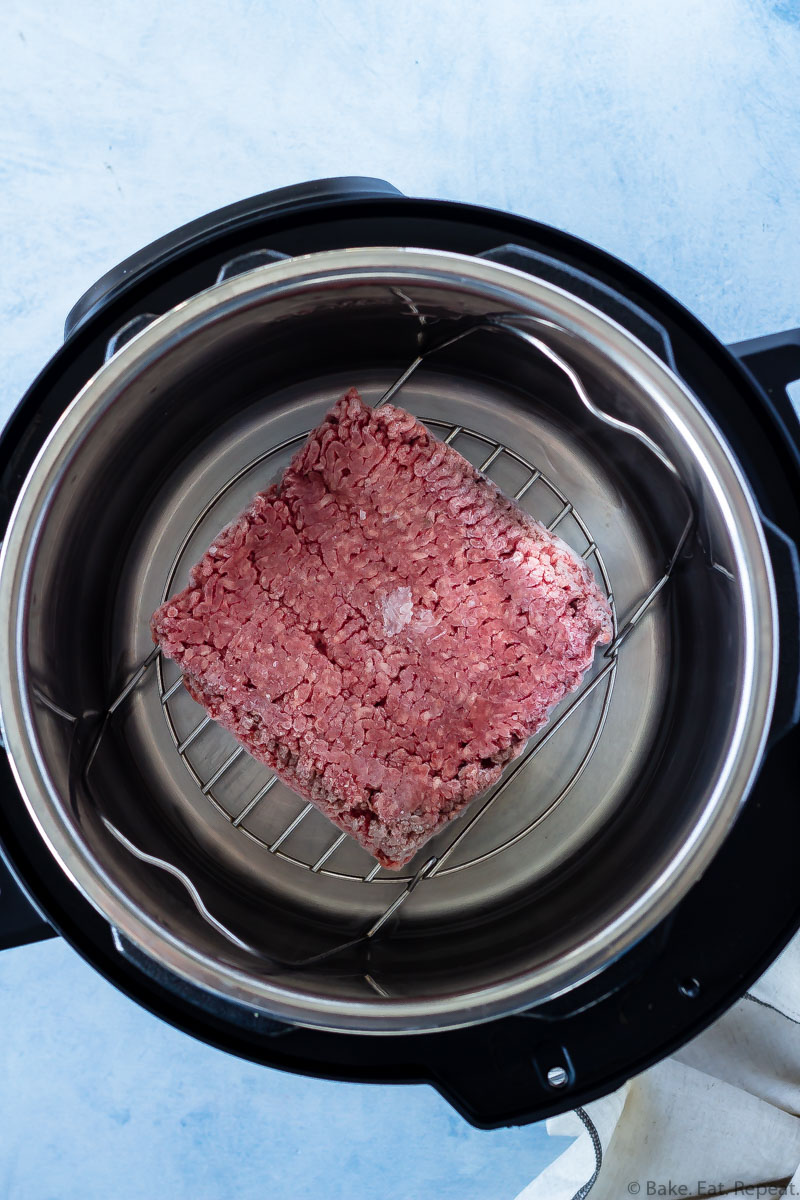 Instant Pot Frozen Ground Beef Bake. Eat. Repeat.