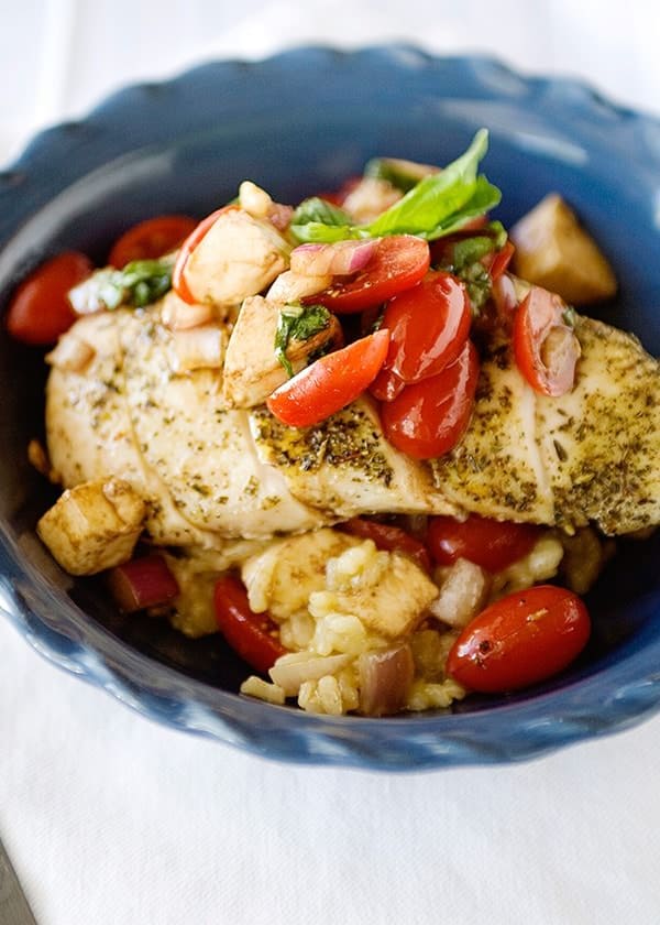 OvenBaked Risotto with Caprese Chicken Baked Bree