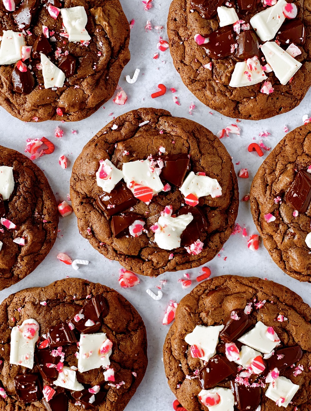 Double Chocolate Peppermint Fudge Cookies Bake Drizzle Dust