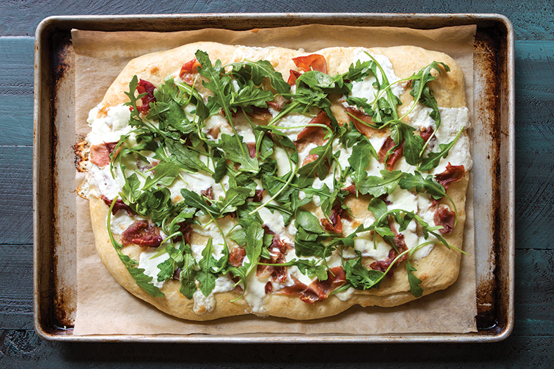 Focaccia with Burrata, Prosciutto, and Arugula Bake from Scratch