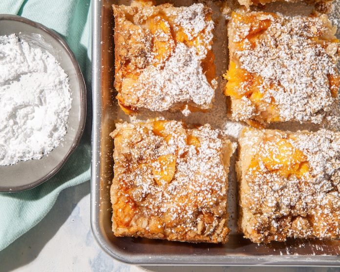Peach Streusel Snack Cake Bake from Scratch