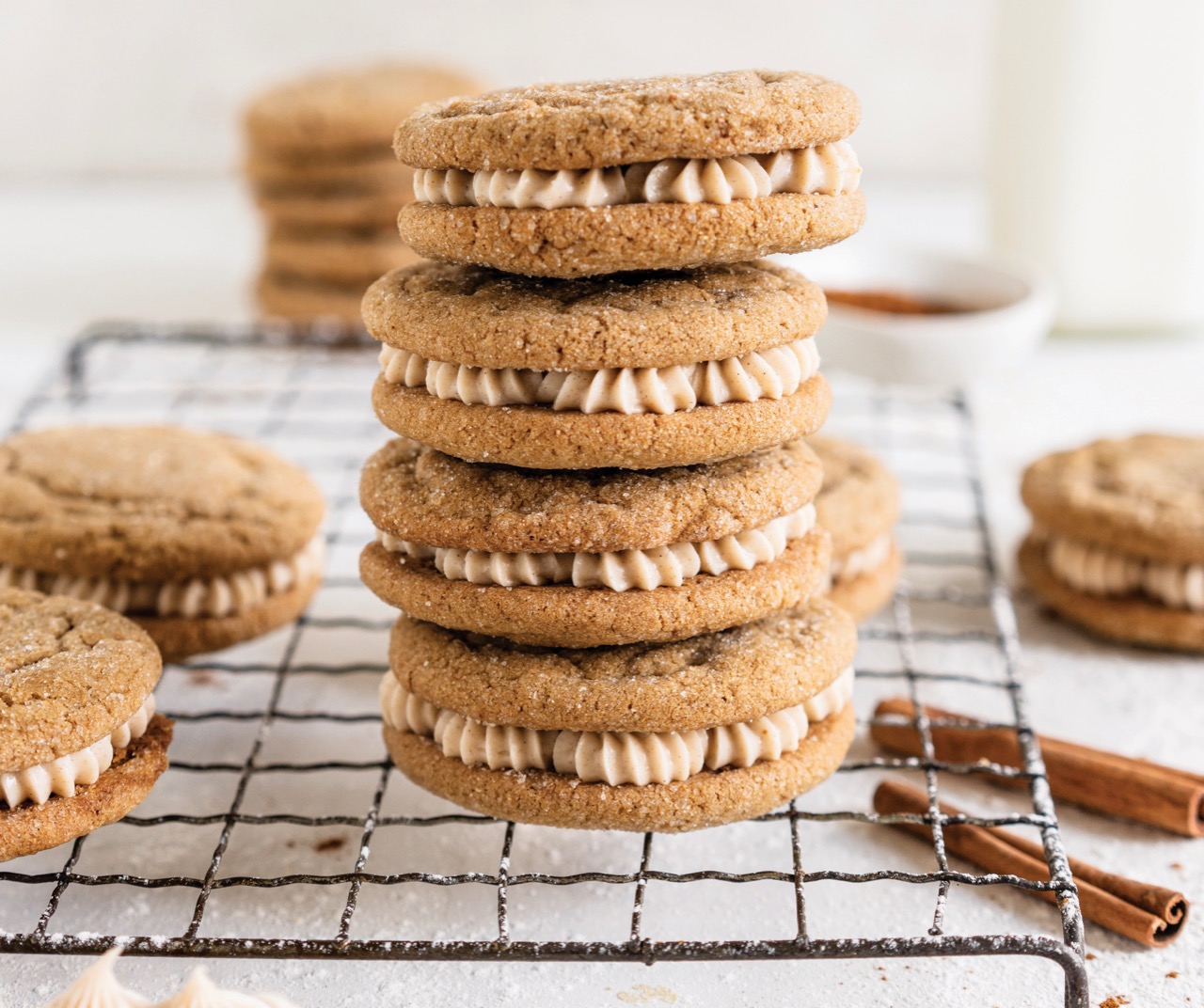 GingerMolasses Sugar Cookie Sandwiches with Spiced Cream Cheese Buttercream Bake from Scratch