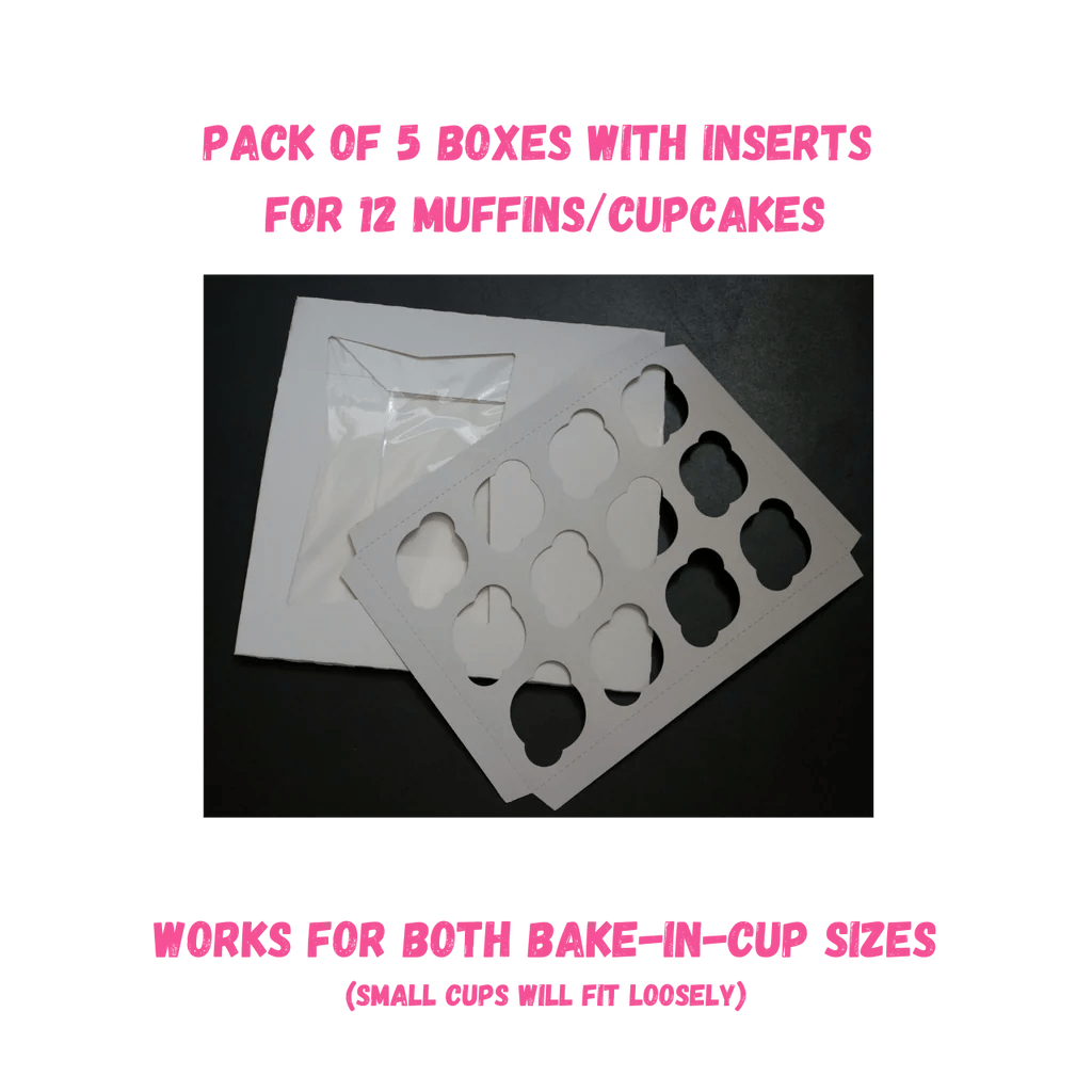 Cupcake Box for 12 (pack of 5 box and insert) BakeInCup