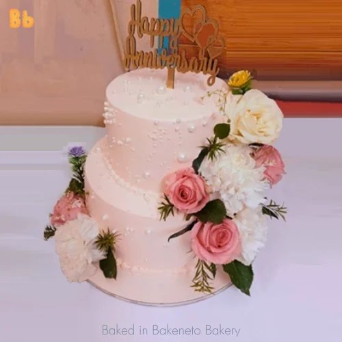 Order 2 Tier Flower Cake Online Bakery