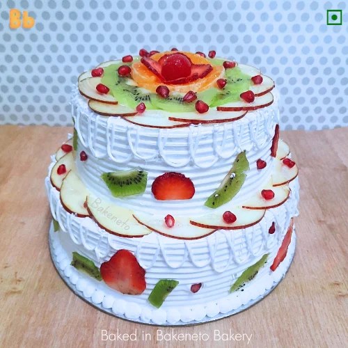 Buy 2 Tier Fruit Cake Birthday Cake Delivery Noida, Ghaziabad, Gaur