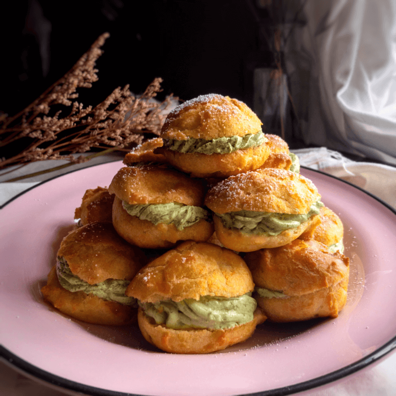 Green Tea Cream Puffs Recipe Baking Made Simple by Bakeomaniac
