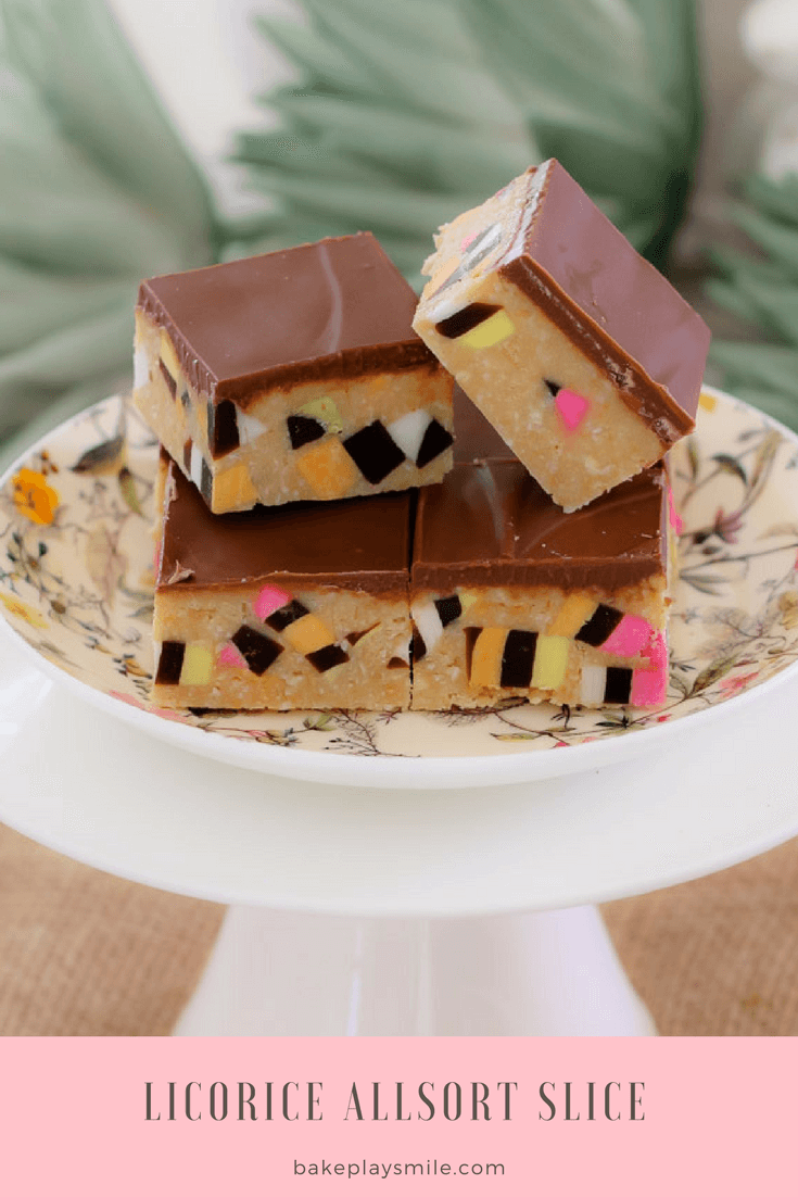 Licorice Allsort Slice NoBake Bake Play Smile