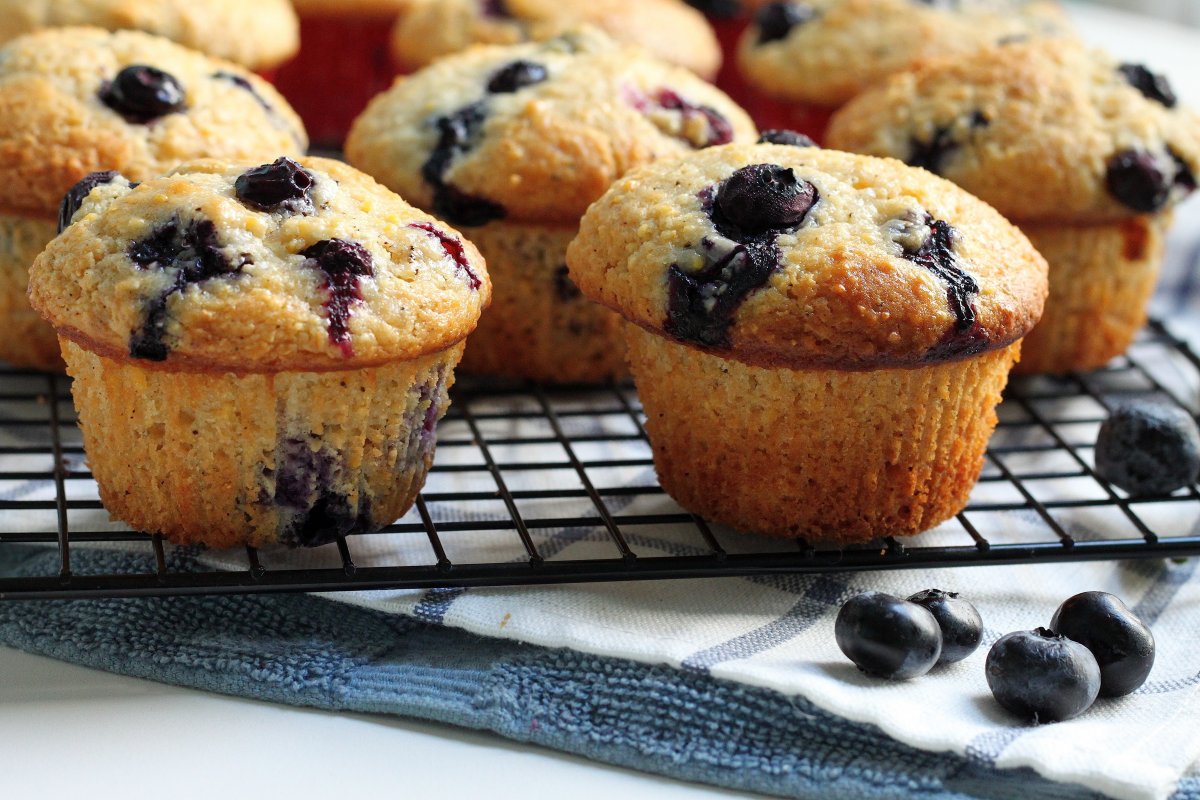 Blueberry Cornbread Muffins with Browned Butter & Honey Baker by Nature