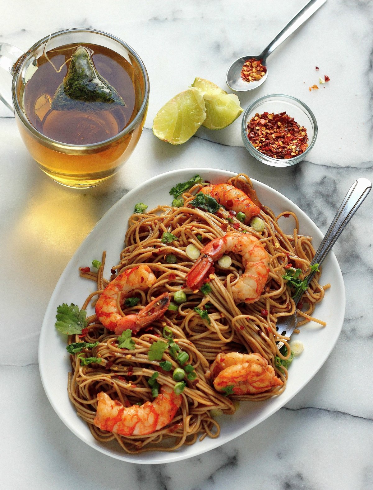 Super Simple Garlic and Ginger Shrimp Soba Noodles Baker by Nature