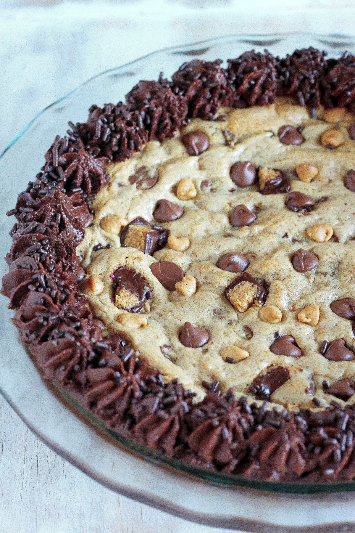 Ultimate Peanut Butter Chocolate Chip Cookie Cake Baker by Nature