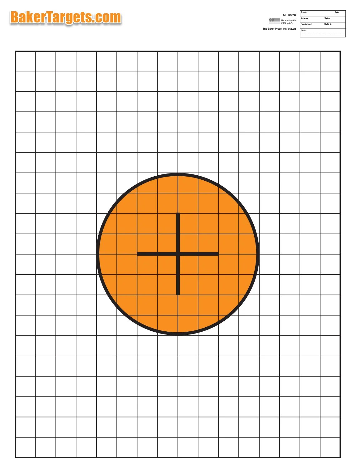100 Yard Bulls Eye Rifle Target - Baker Targets - For Long Range Use