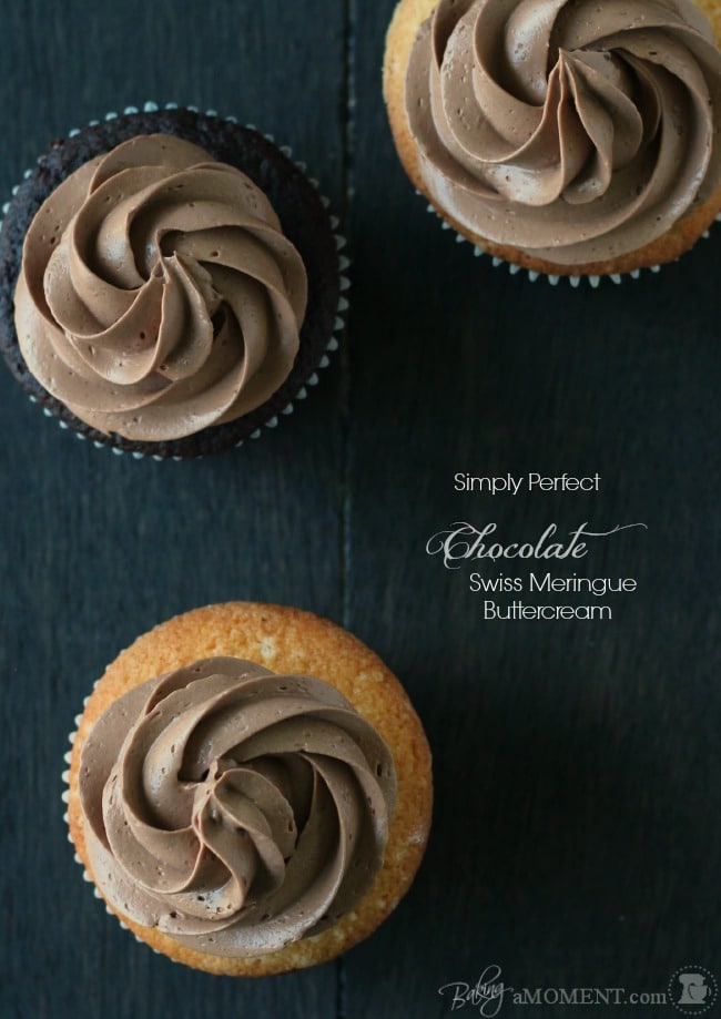 Chocolate Swiss Meringue Buttercream so light & silky! Baking a Moment