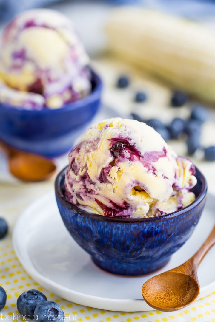 Sweet Corn Ice Cream with Blueberry Swirl Baking A Moment