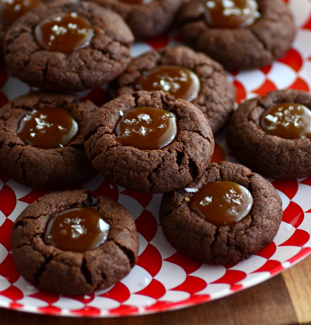 Salted Caramel Chocolate Thumbprint Cookies Baking Bites