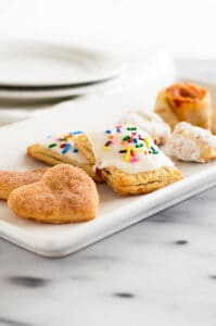 Recipes made with leftover pie dough on a white plate.