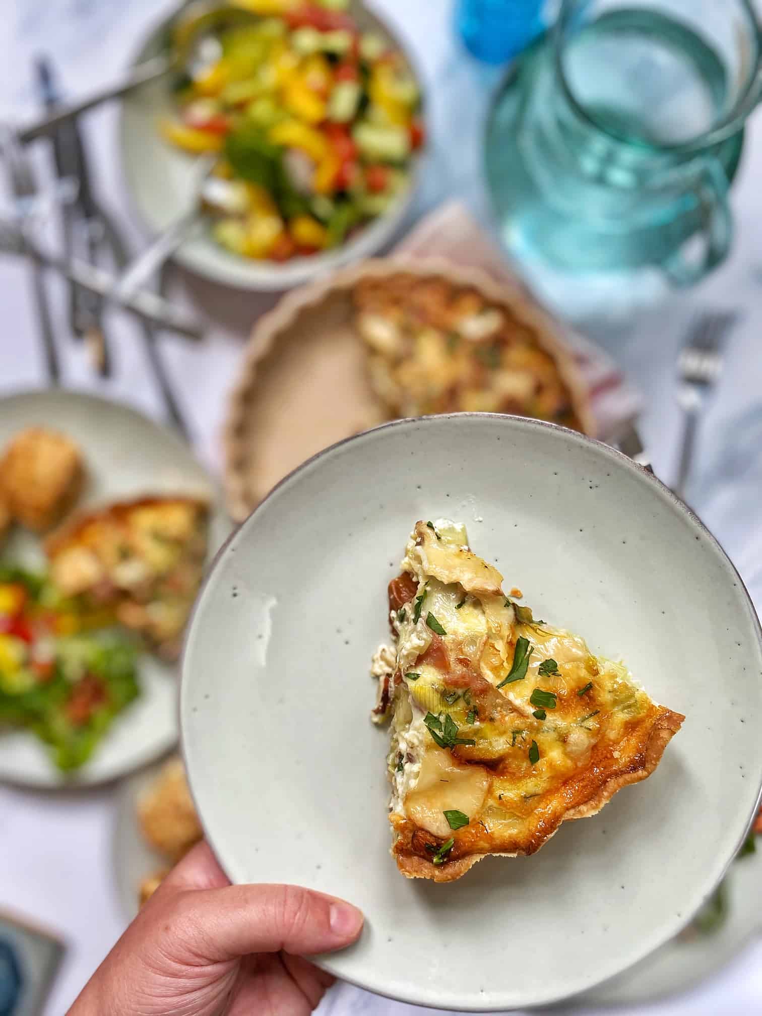 Honey Roast Ham, Leek & Goats Cheese Quiche Baking with Aimee.