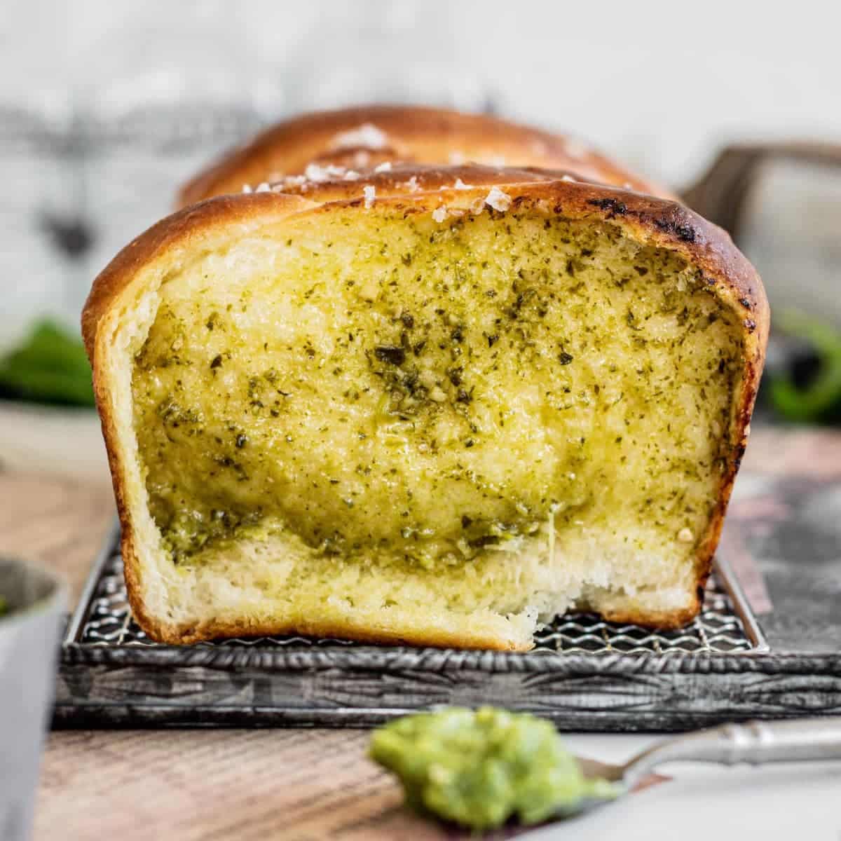Pesto Pull Apart Bread Baking With Butter