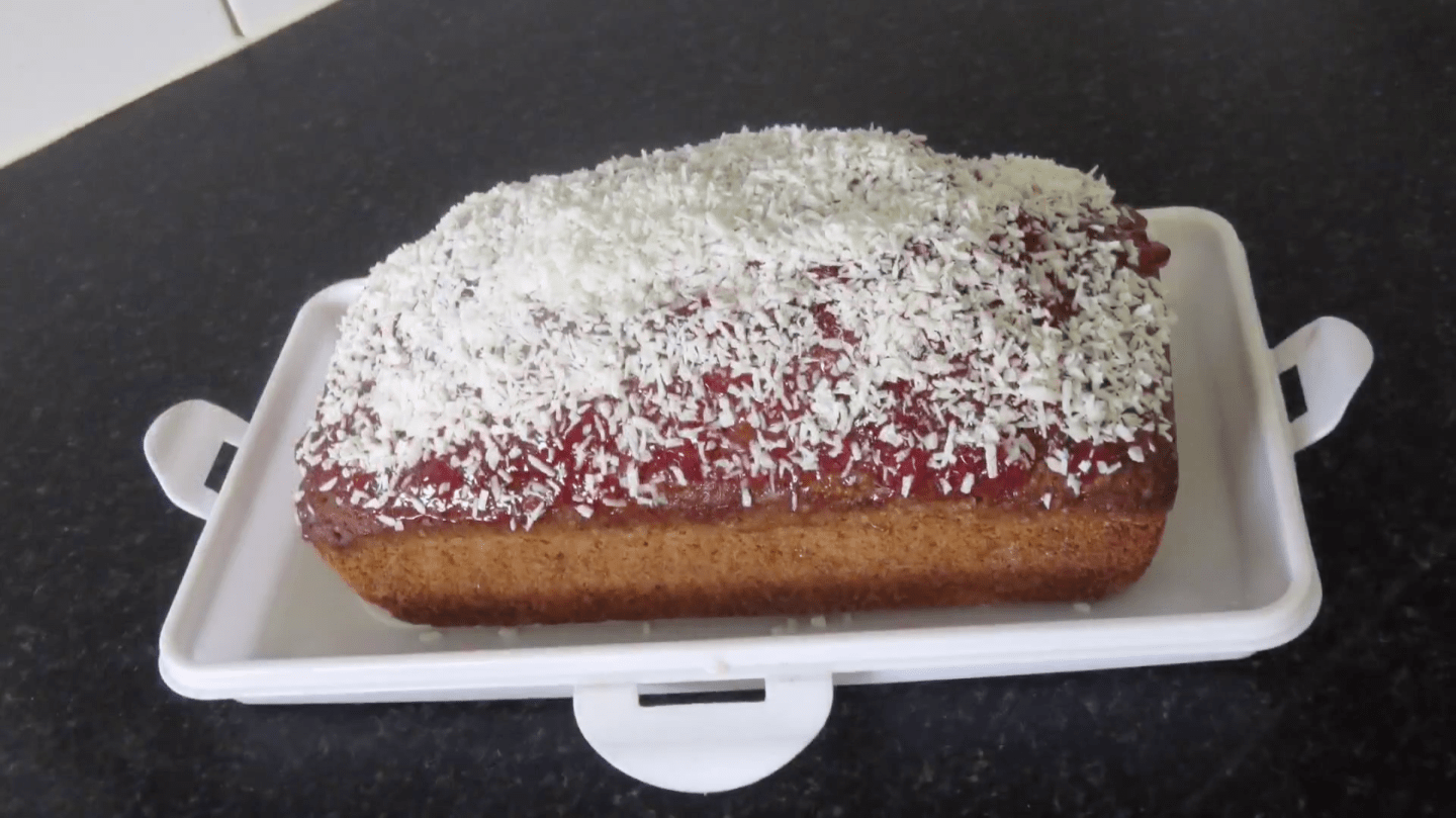 Jam and Coconut Loaf Cake