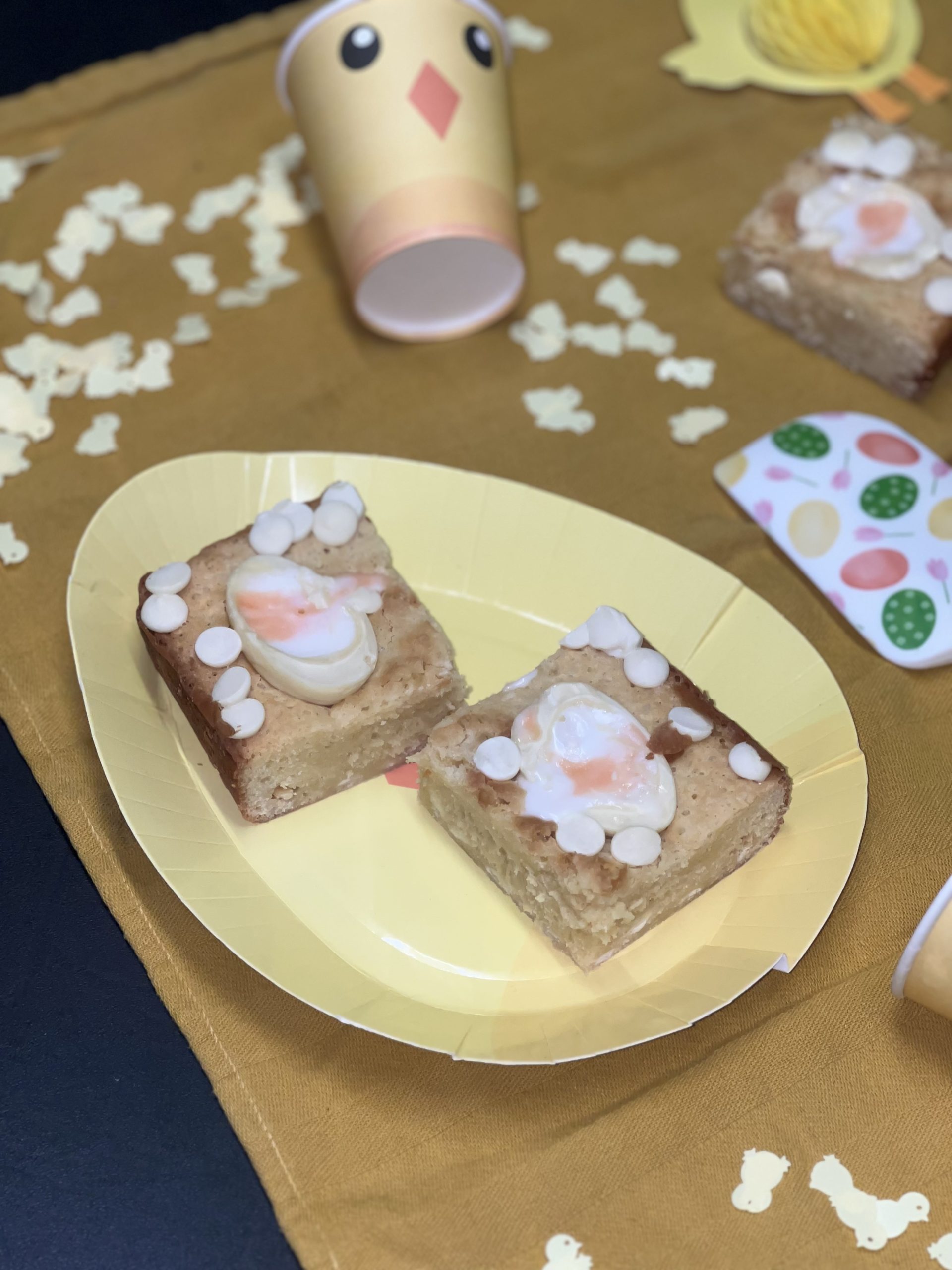 White Chocolate Cadbury Creme Egg Blondies