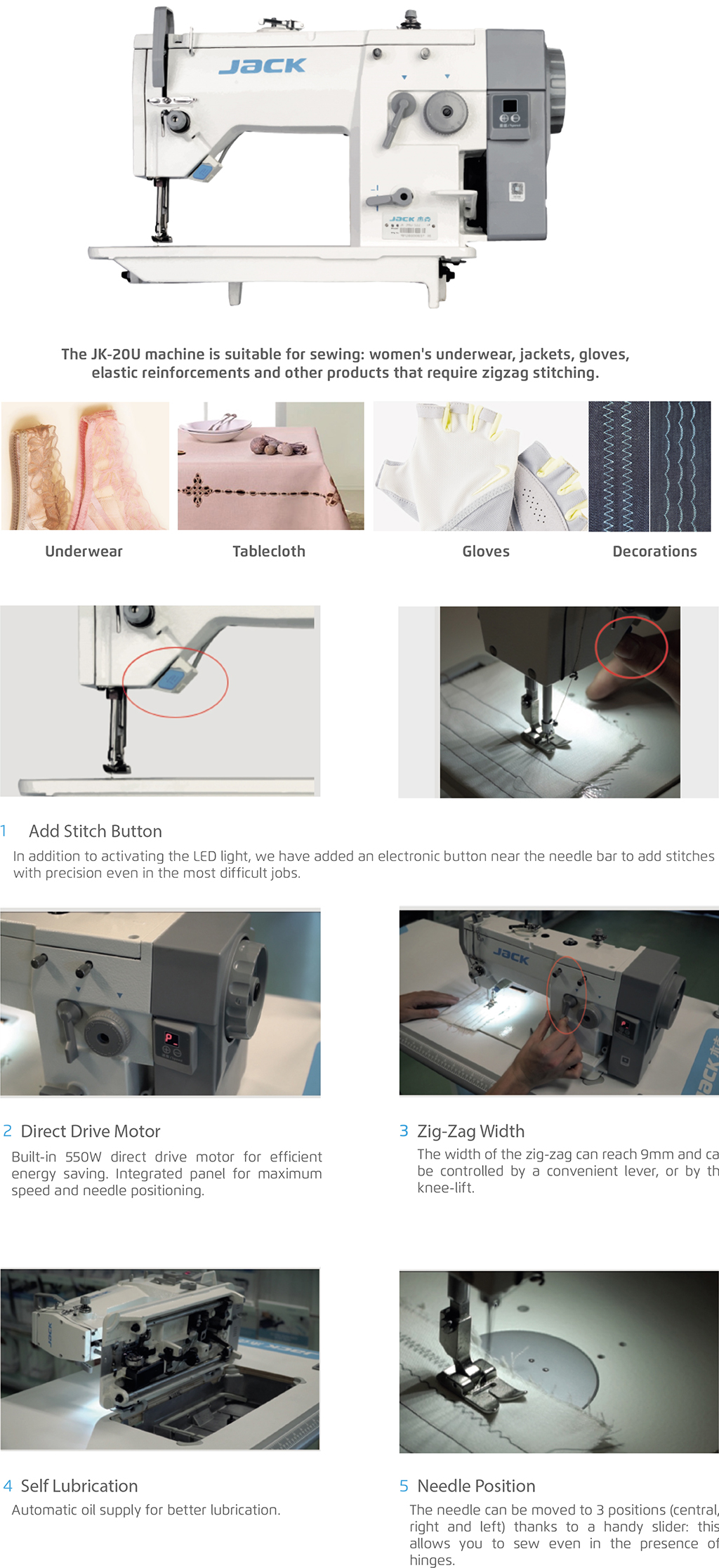 JACK JK20U53 DIRECT DRIVE ZIG ZAG MACHINE Balaji Sewing Machine Pvt