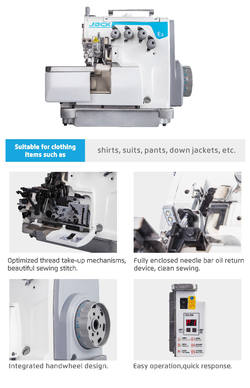 JACK E3 Direct Drive Overlock Sewing Machine Balaji Sewing Machine