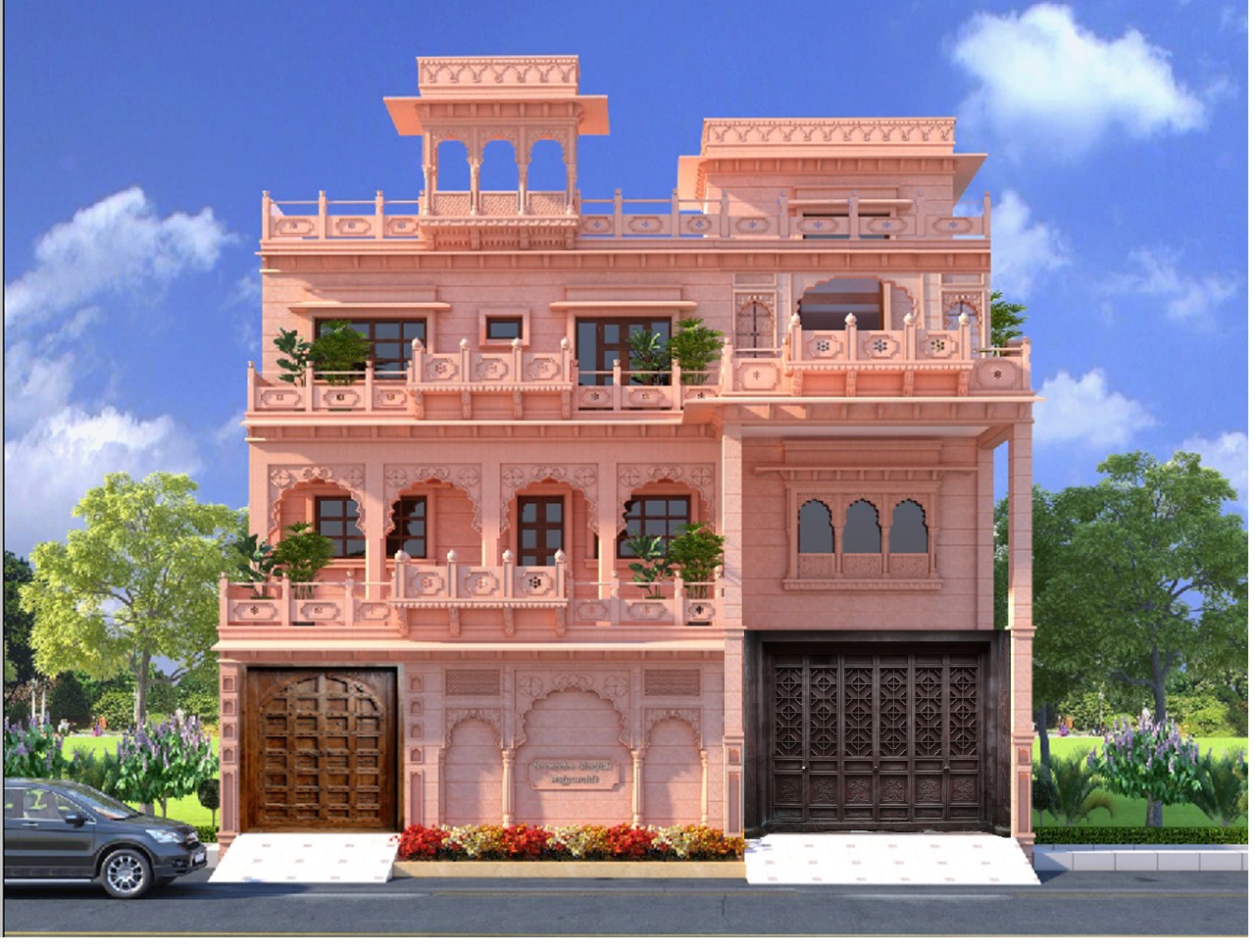 Stone Front Elevation, Stone Front Elevation Jodhpur, Jodhpur Stone