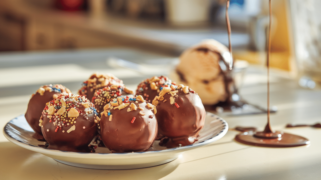 Delicious ChocolateCoated Ice Cream Balls Recipe Balanced Hearth