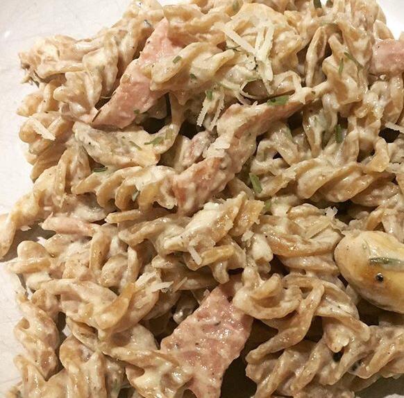 carbonara, healthy wholemeal low cal pasta carbonara, Paula Duggan blog