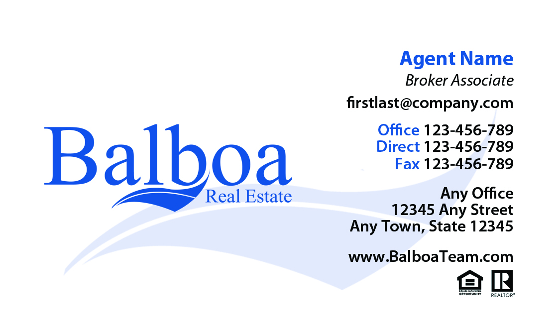 Balboa Real Estate Business Card (no pic) BALBOA REAL ESTATE