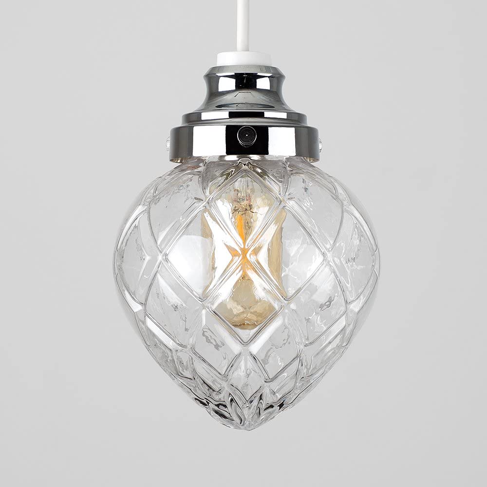 Aphrodite Chrome And Glass Basket Ceiling Pendant and Light Shade