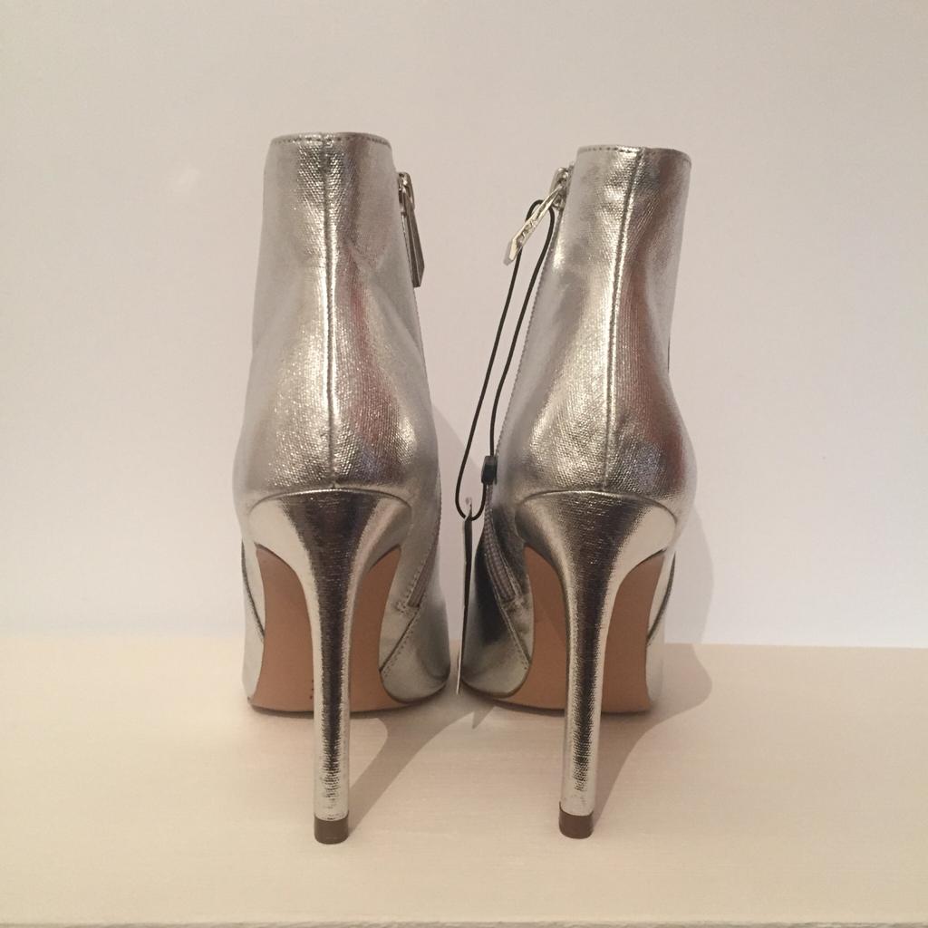 ZARA TRAFALUC SILVER HIGH HEEL STILETTO ANKLE BOOTS Bal 'ed Chiq