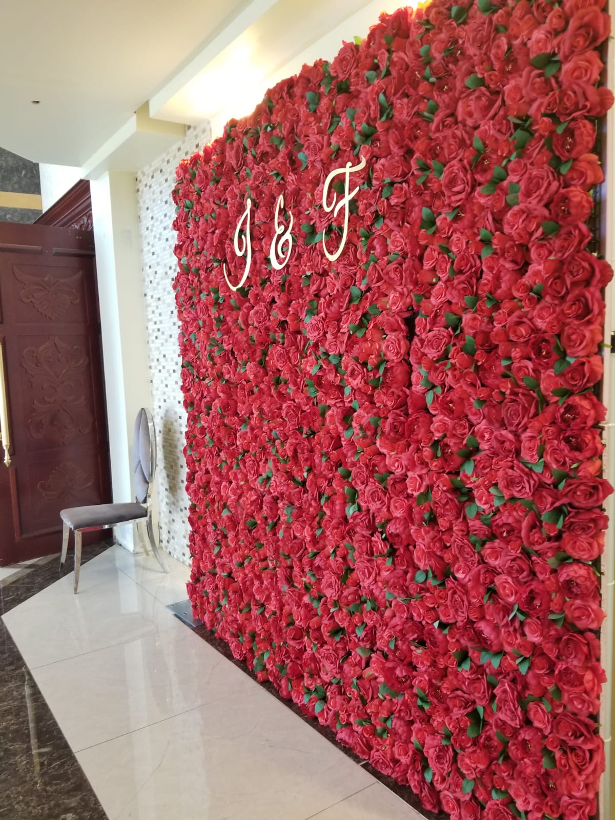 Red Rose Flower Wall Rental Balloon Decor Services USA