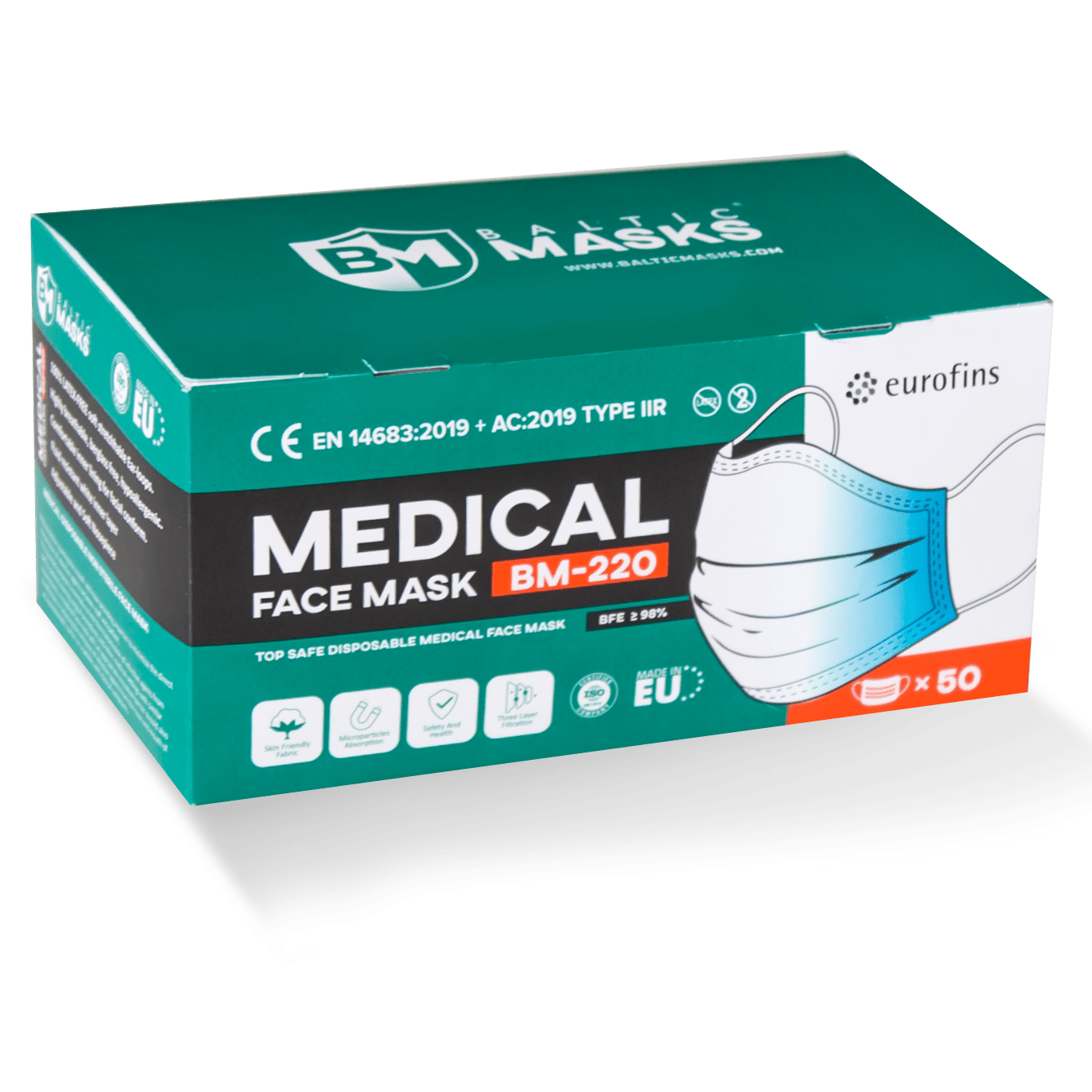 Disposable medical masks BM220 (3 layers 50pcs.) BalticMasks