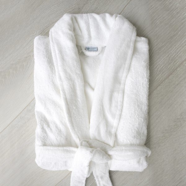 WHITE BAMBOO BATHROBE SM BAMBOO BATHROBE