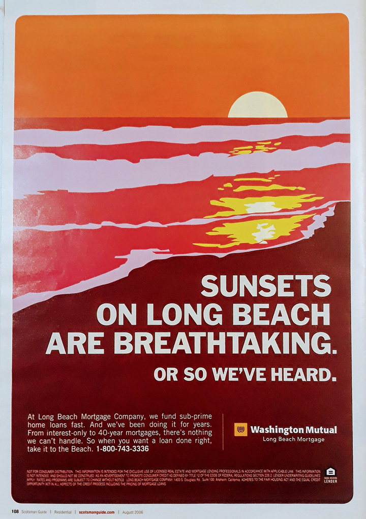 Washington Mutual Long Beach Mortgages 2006 Ad Sunsets on Long Beach