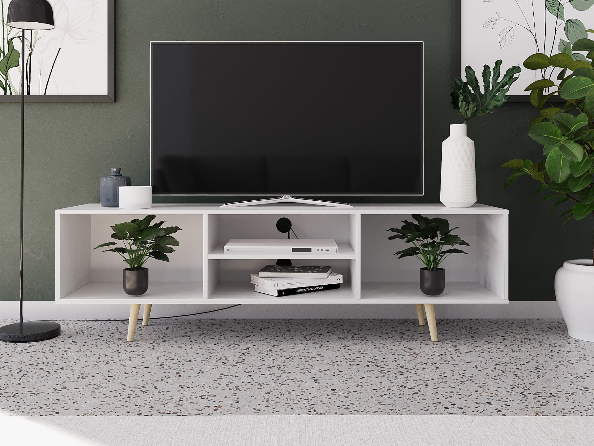 Budget TV Stand White BAM! Flatpack Simplicity