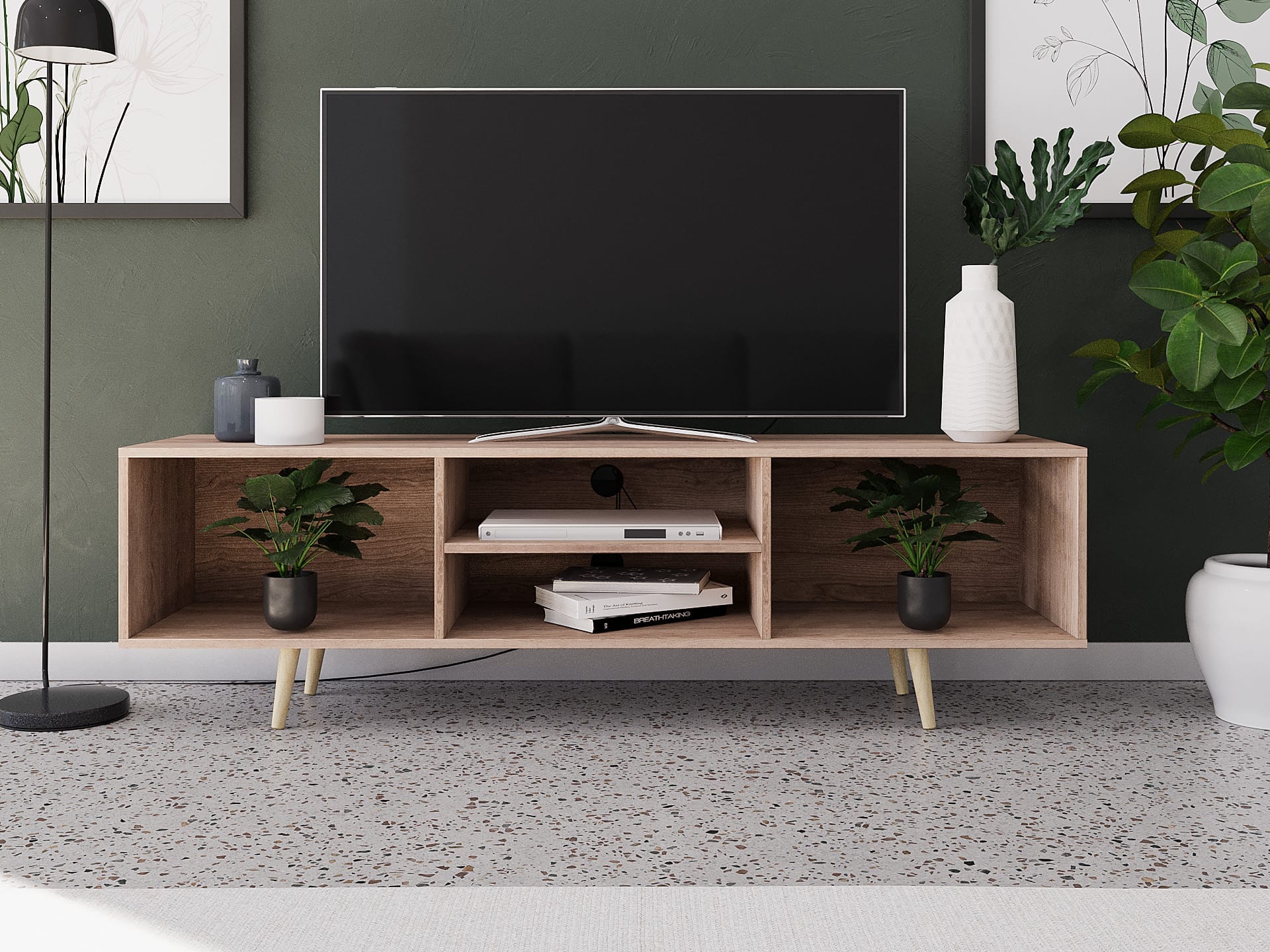 Budget TV Stand Havard Cherry BAM! Flatpack Simplicity
