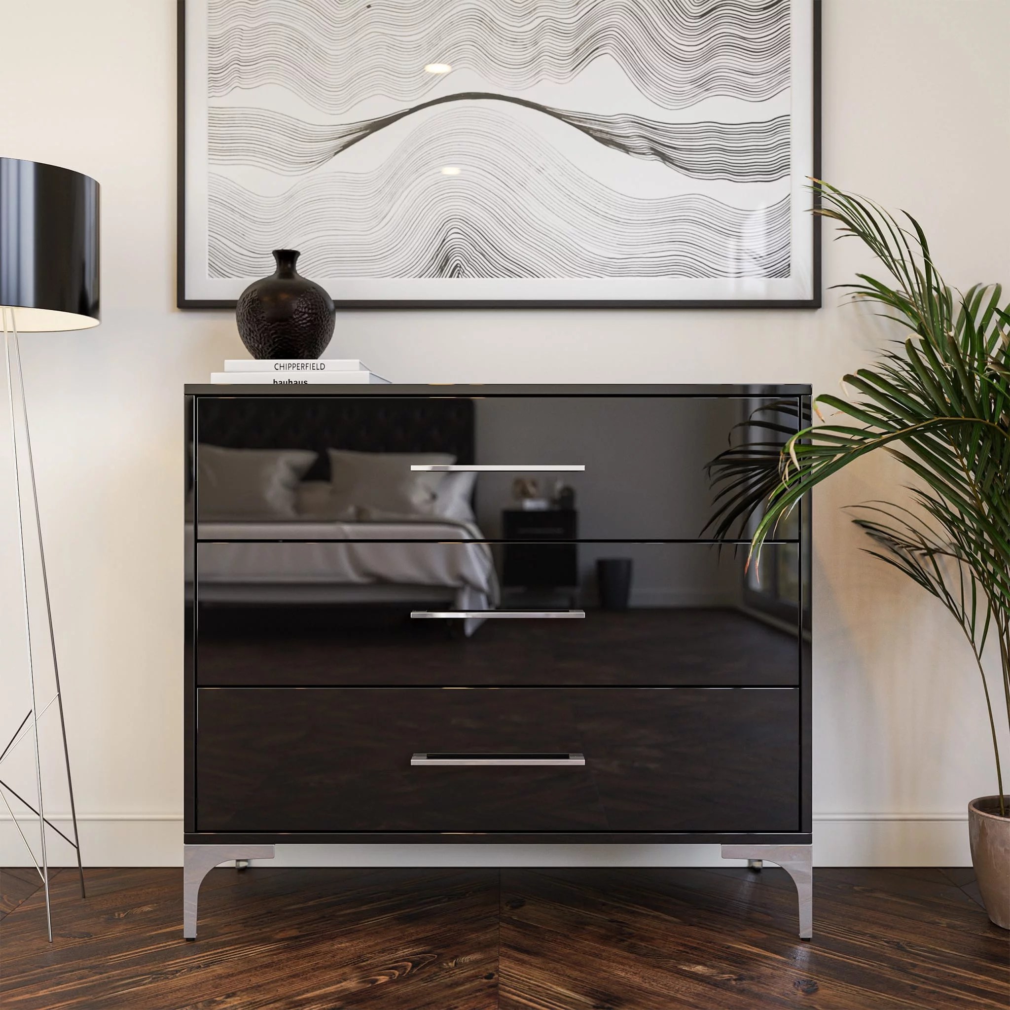 High Gloss Dressing Table Black BAM! Flatpack Simplicity