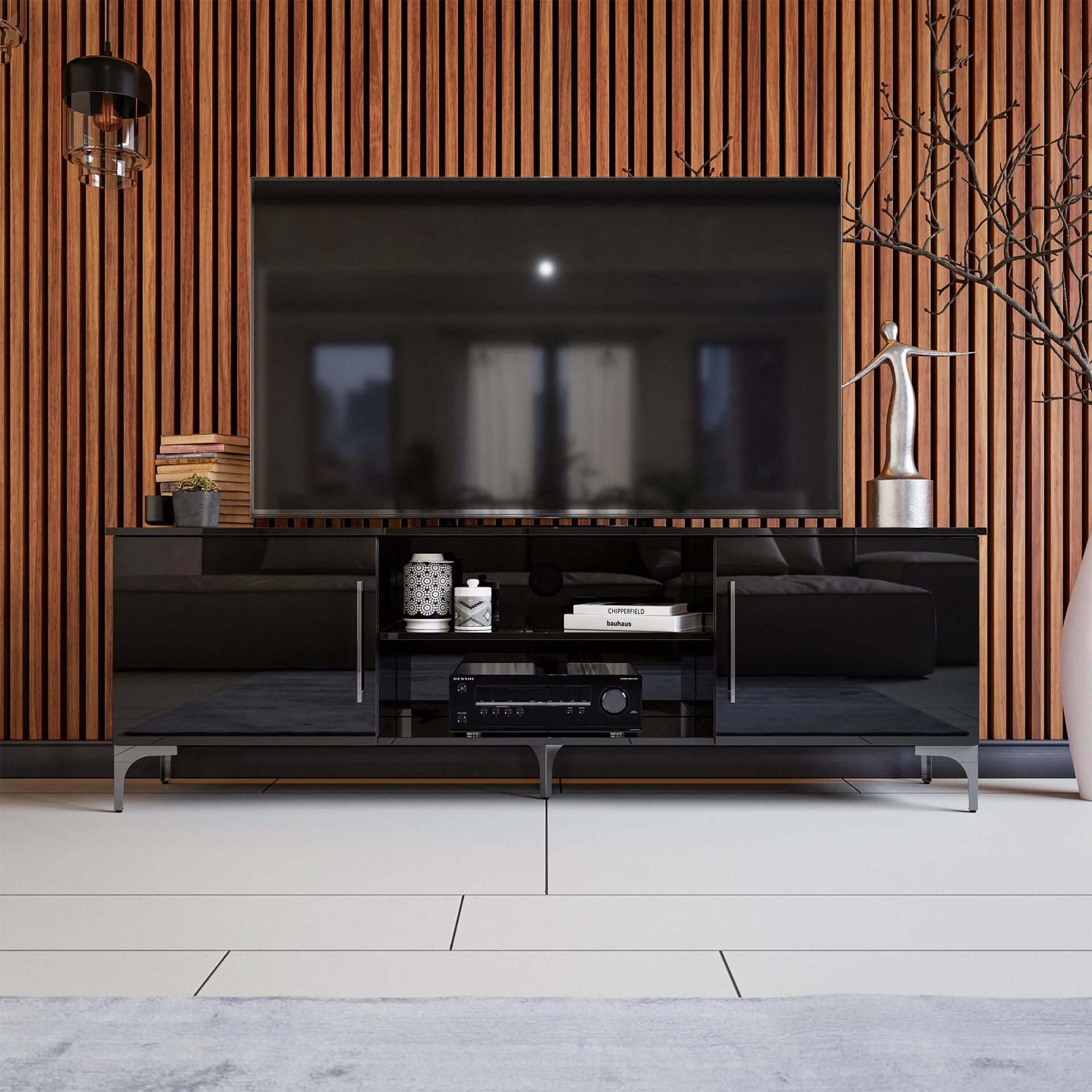 High Gloss TV Stand Black BAM! Flatpack Simplicity