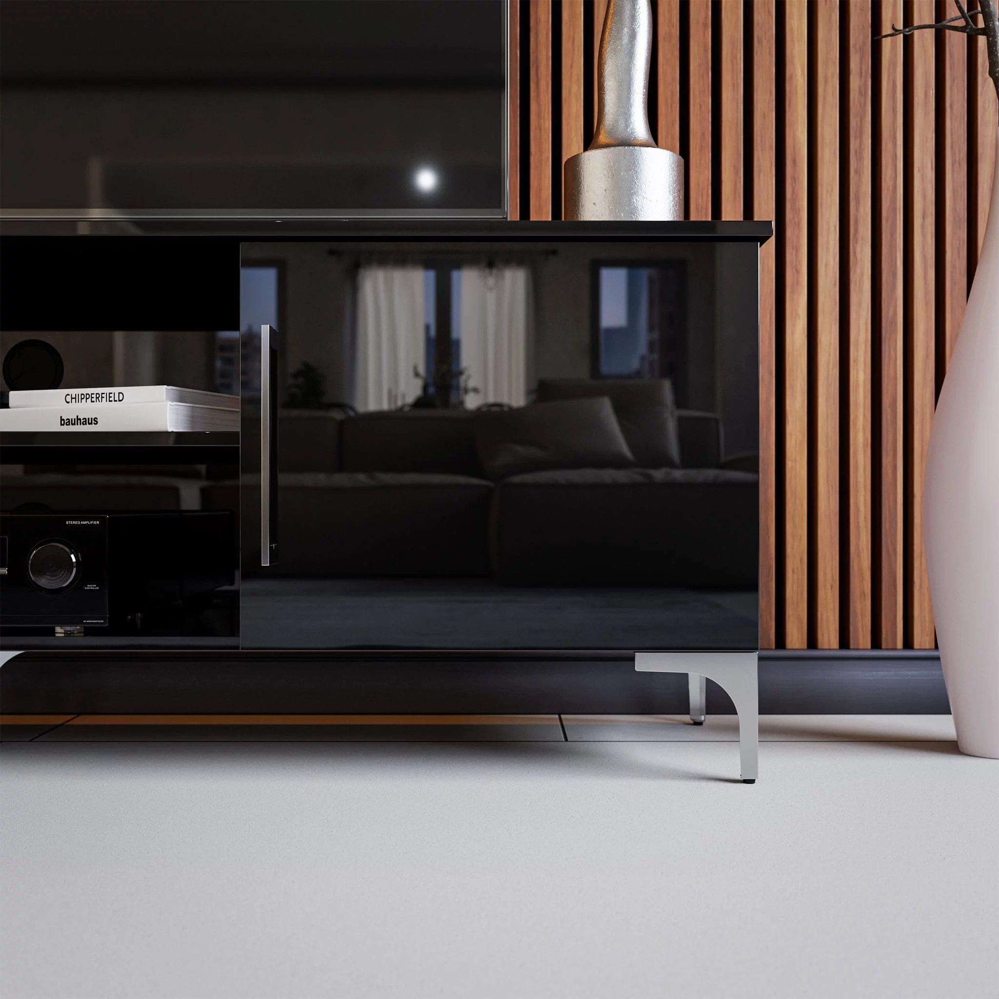 High Gloss TV Stand Black BAM! Flatpack Simplicity