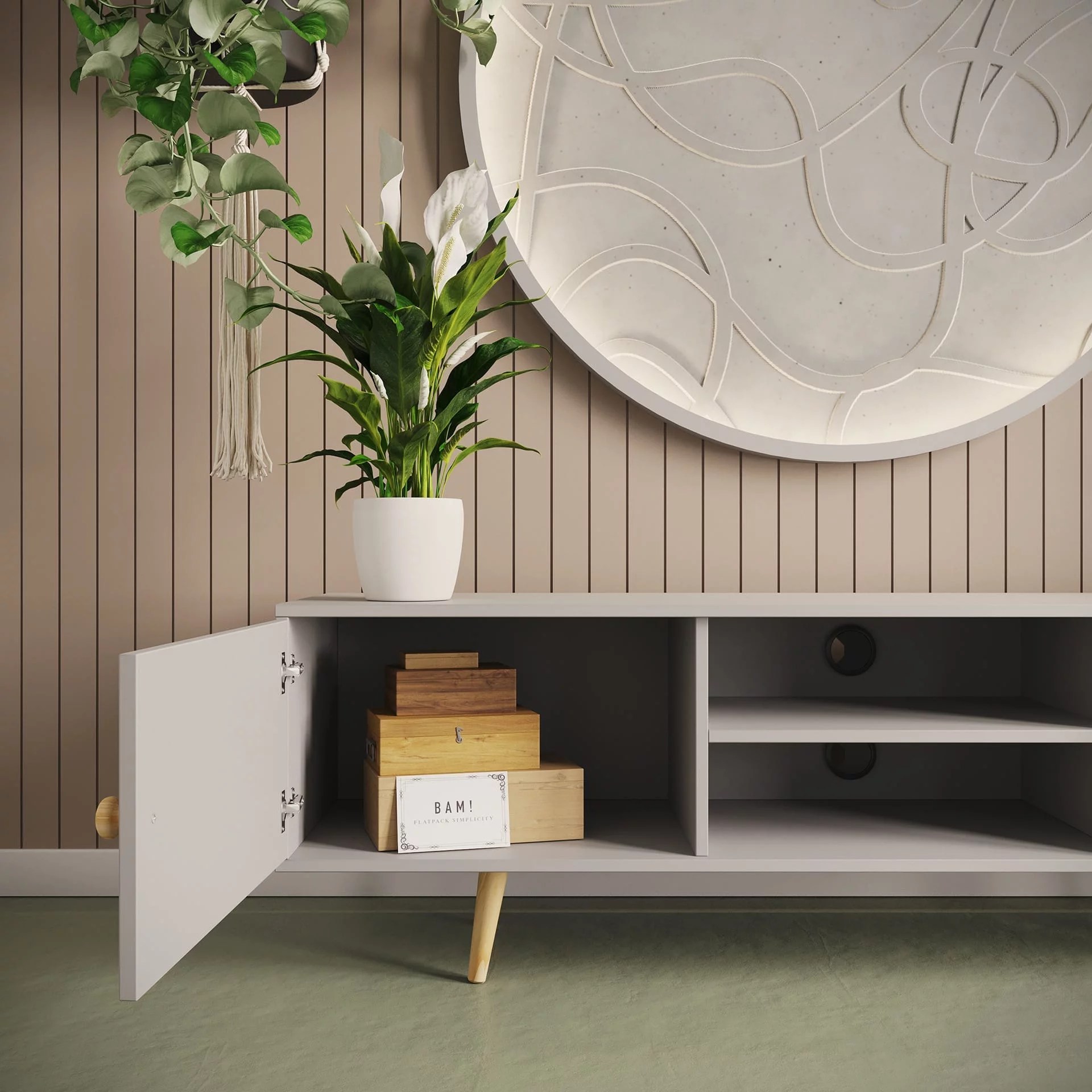 Impression TV Stand Dunblane Grey BAM! Flatpack Simplicity